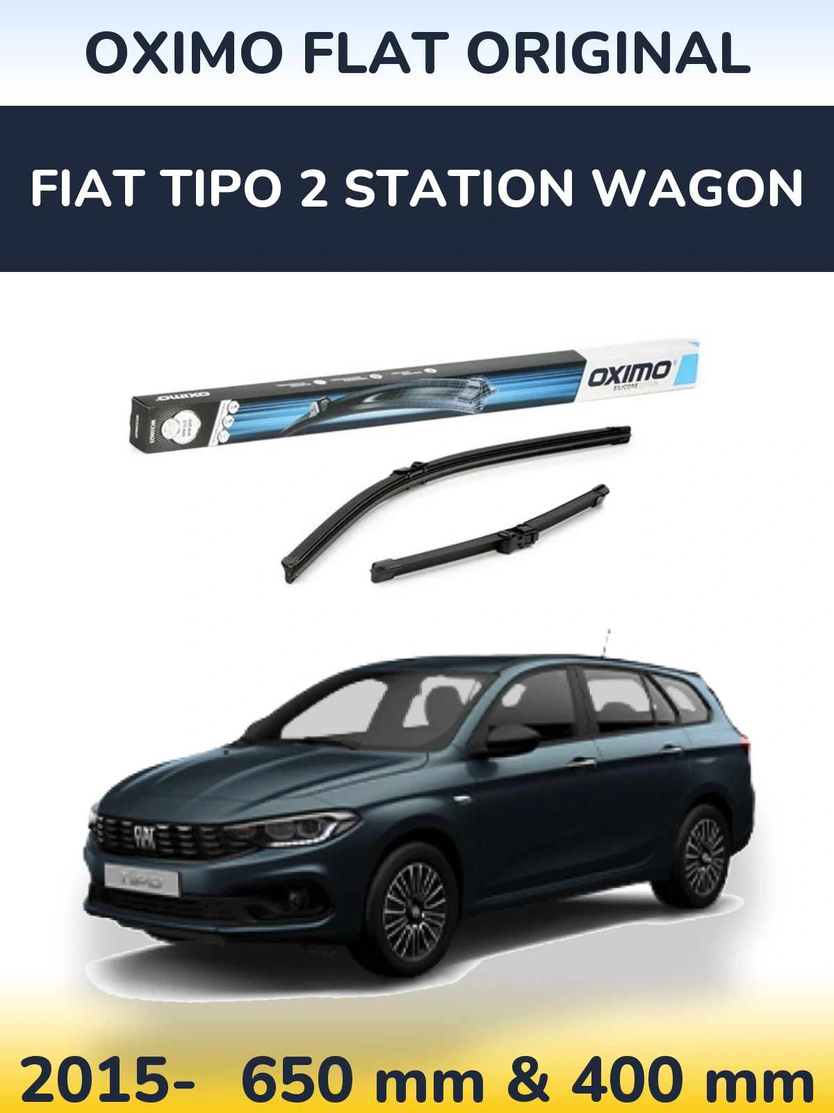 Sada předních stěračů Oximo Flat Original 650 a 375 mm pro Fiat Tipo 2 Station Wagon 2015-2026