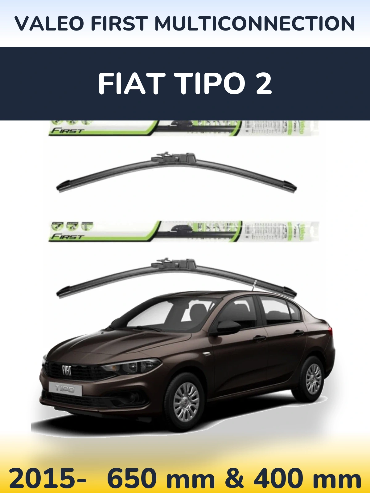 Sada předních stěračů Valeo First MultiConnection 650 a 400 mm pro Fiat Tipo 2 2015-2026