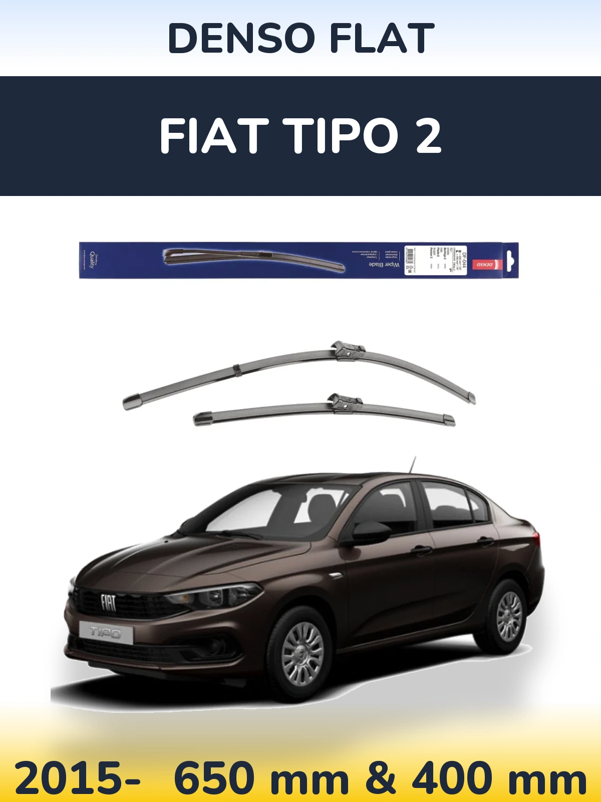 Sada předních stěračů Denso Flat 650 a 400 mm pro Fiat Tipo 2 2015-2026