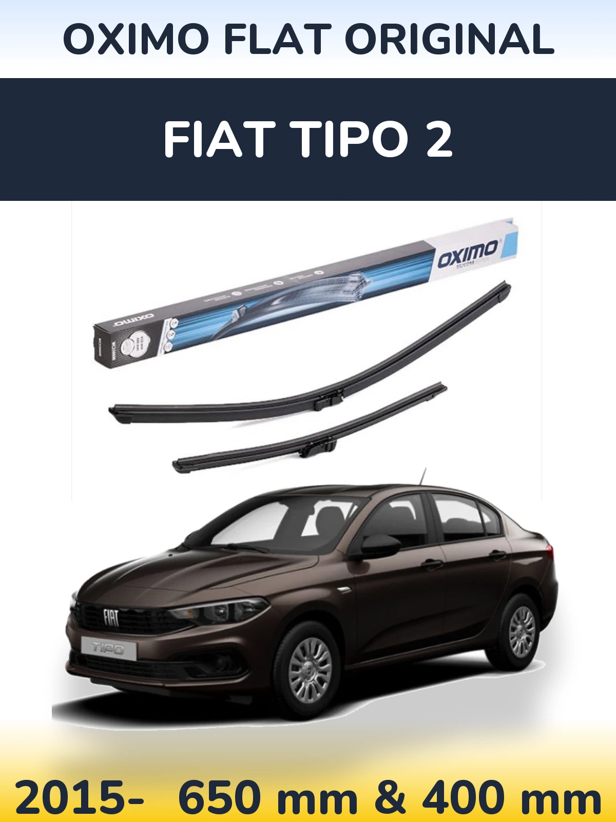 Sada předních stěračů Oximo Flat Original 650 a 400 mm pro Fiat Tipo 2 2015-2026