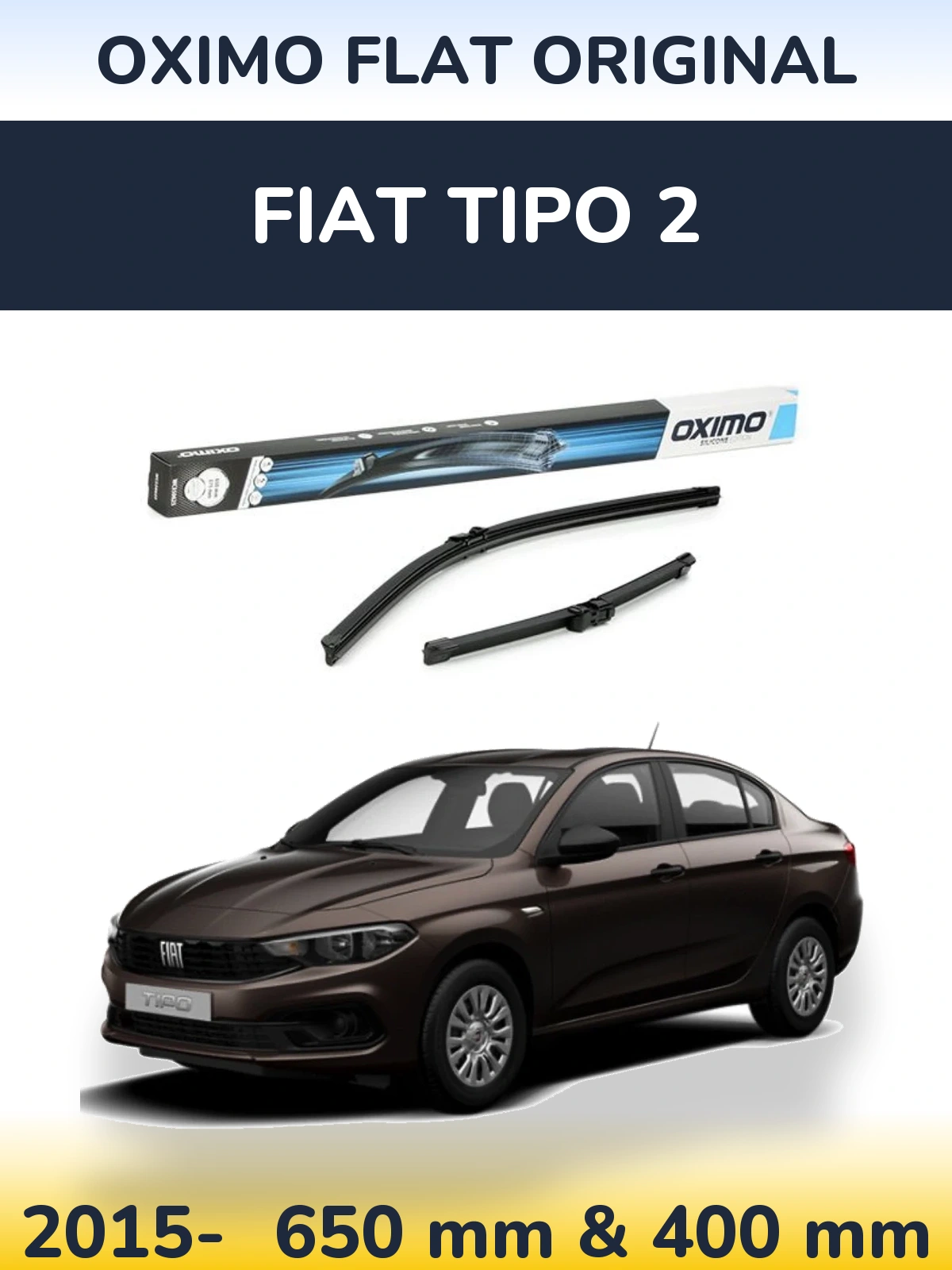 Sada předních stěračů Oximo Flat Original 650 a 375 mm pro Fiat Tipo 2 2015-2026