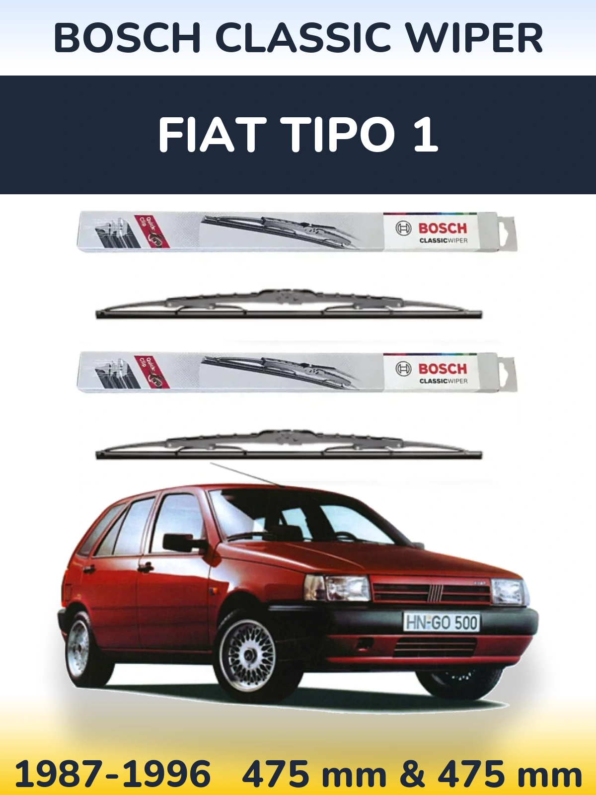 Sada předních stěračů BOSCH Classic Wiper 475 a 475 mm pro Fiat Tipo 1 1987-1996