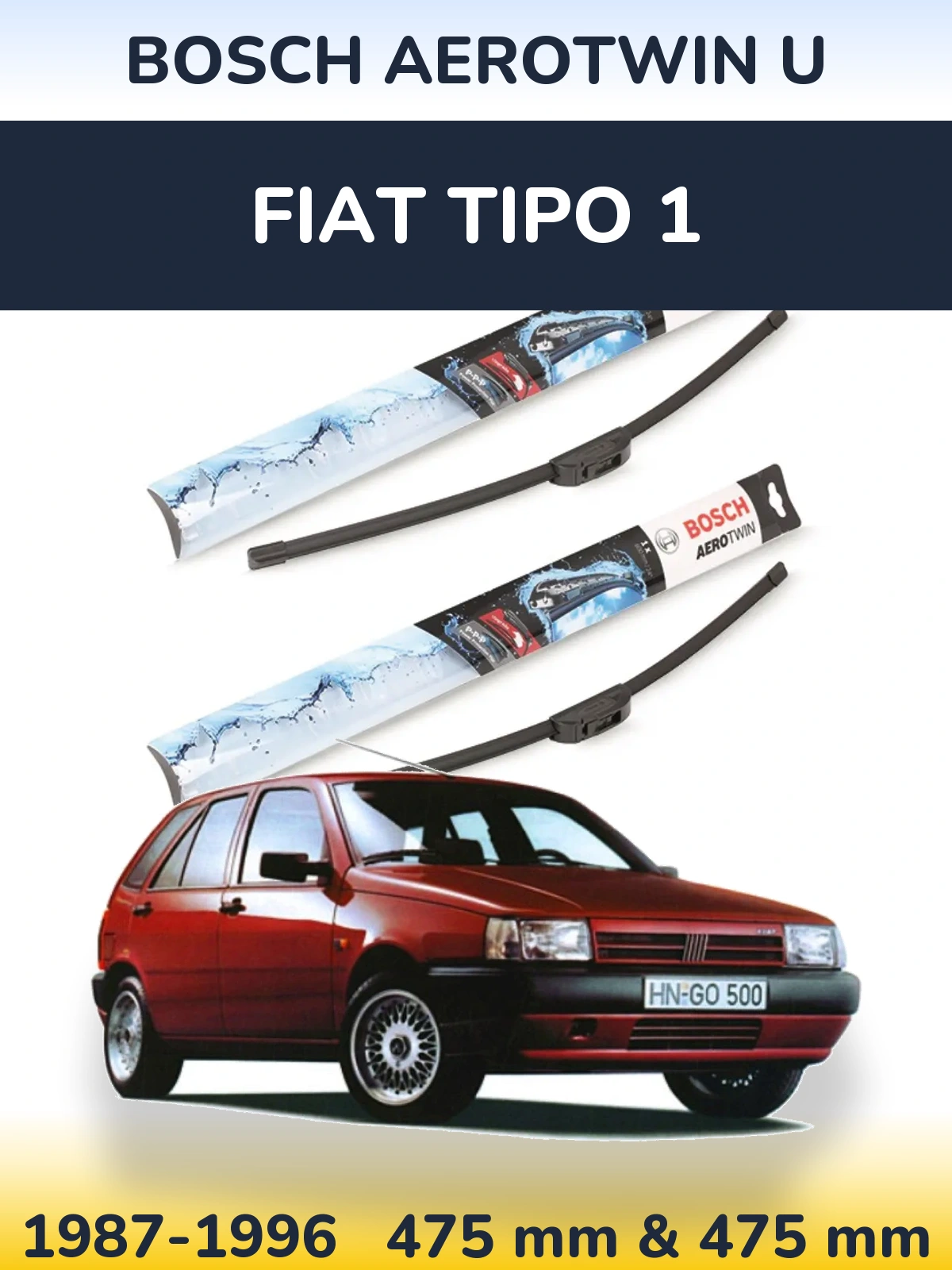Sada předních stěračů BOSCH AeroTwin U 475 a 475 mm pro Fiat Tipo 1 1987-1996
