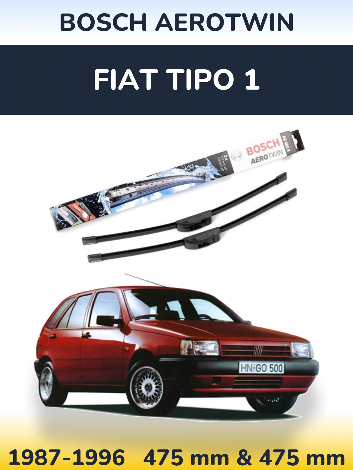 Sada předních stěračů BOSCH AeroTwin 475 a 475 mm pro Fiat Tipo 1 1987-1996