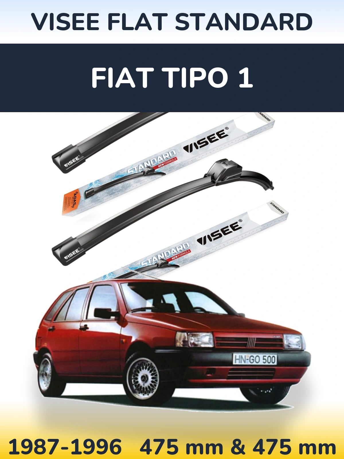 Sada předních stěračů VISEE FLAT STANDARD 475 a 475 mm pro Fiat Tipo 1 1987-1996