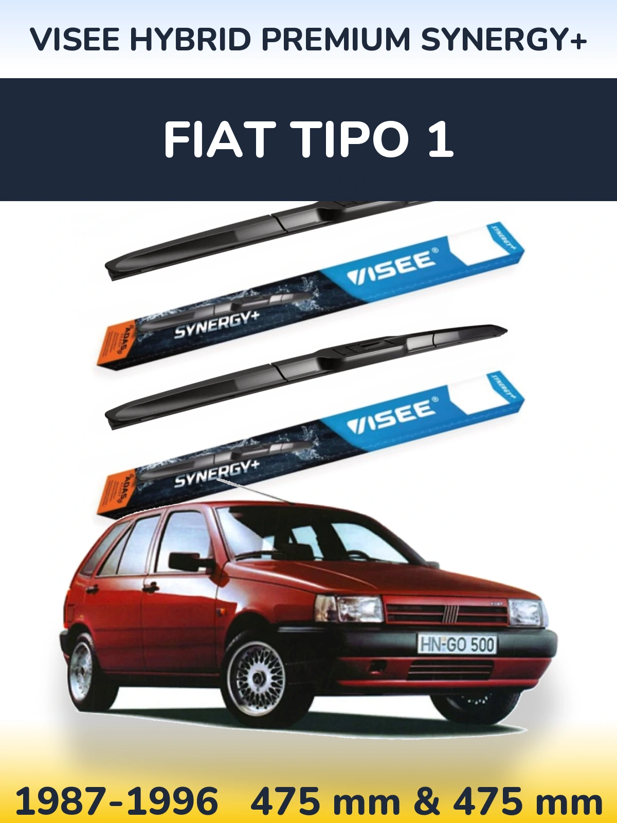Sada předních stěračů VISEE HYBRID PREMIUM SYNERGY+ 475 a 475 mm pro Fiat Tipo 1 1987-1996