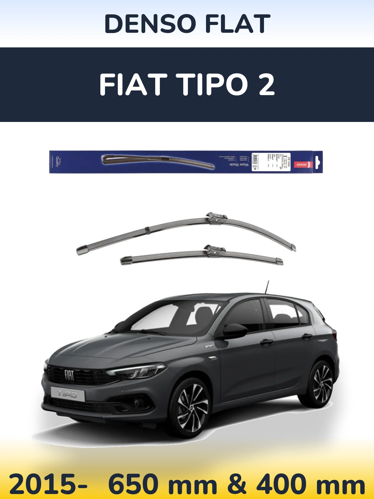 Sada předních stěračů Denso Flat 650 a 400 mm pro Fiat Tipo 2 2015-2026