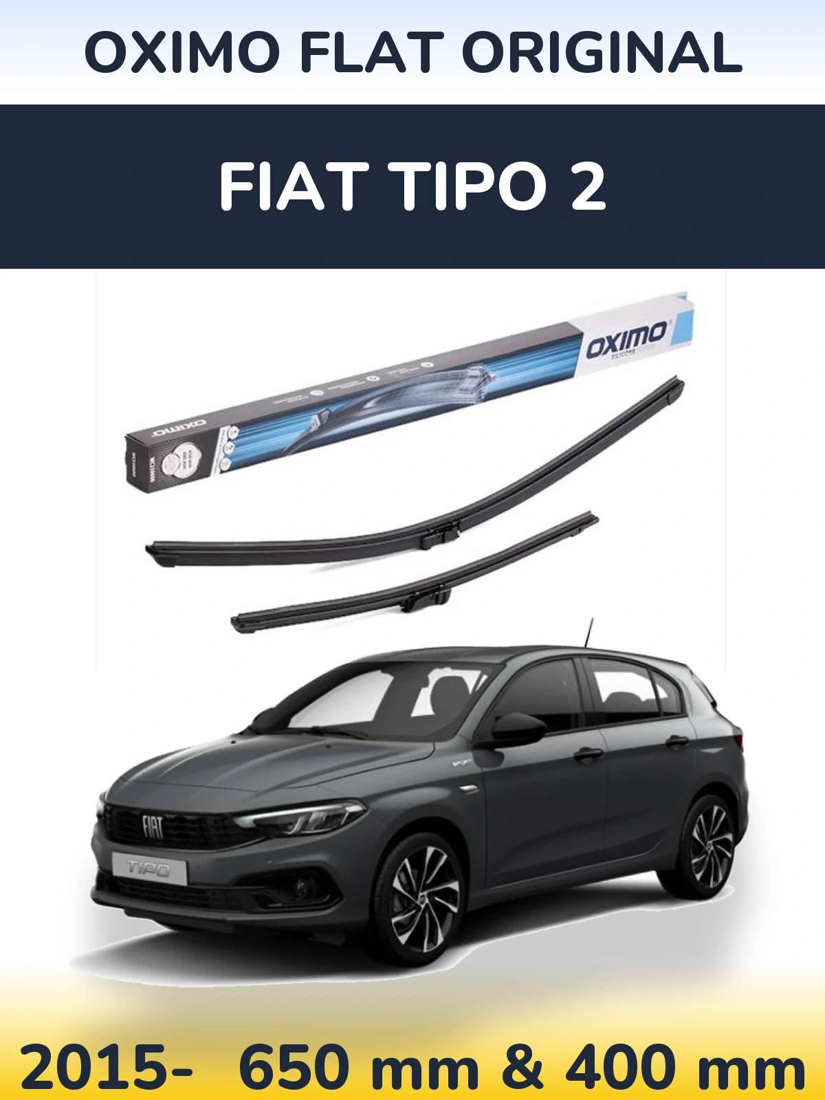 Sada předních stěračů Oximo Flat Original 650 a 400 mm pro Fiat Tipo 2 2015-2026