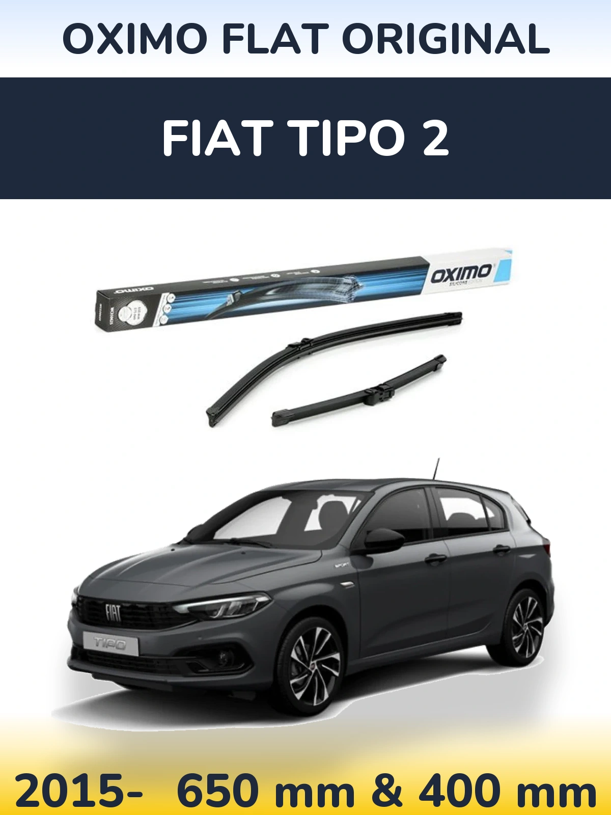 Sada předních stěračů Oximo Flat Original 650 a 375 mm pro Fiat Tipo 2 2015-2026