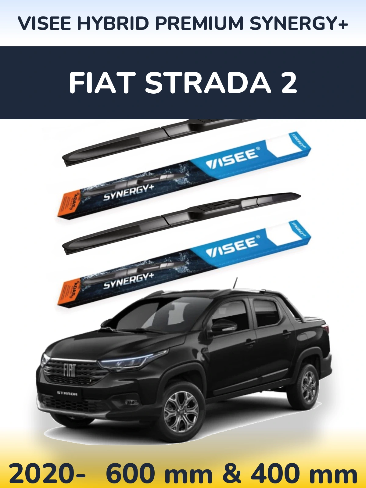 Комплект передніх щіток VISEE HYBRID PREMIUM SYNERGY+ 600 & 400 мм для Fiat Strada 2 2020-2026