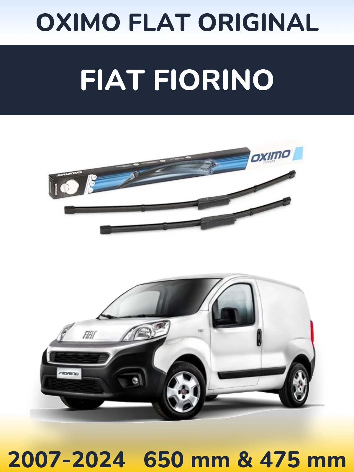 Sada předních stěračů Oximo Flat Original 650 a 475 mm pro Fiat Fiorino 2007-2024