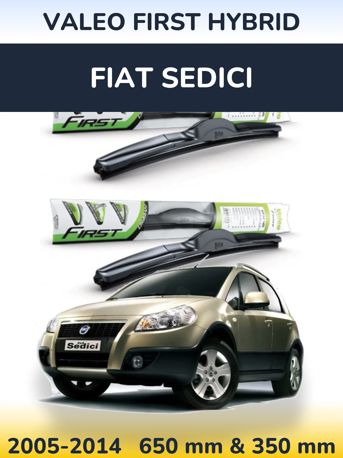 Sada předních stěračů Valeo First Hybrid 650 a 350 mm pro Fiat Sedici 2005-2014
