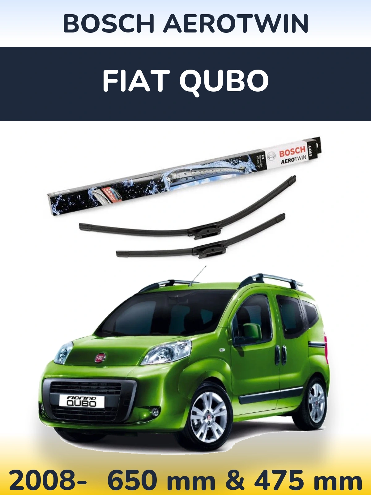 Sada předních stěračů BOSCH AeroTwin 650 a 475 mm pro Fiat Qubo 2008-2026