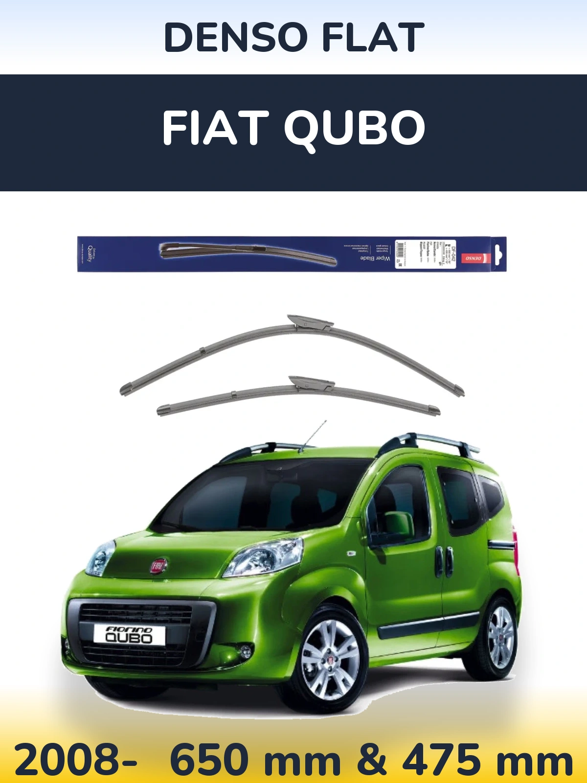Sada předních stěračů Denso Flat 650 a 450 mm pro Fiat Qubo 2008-2026