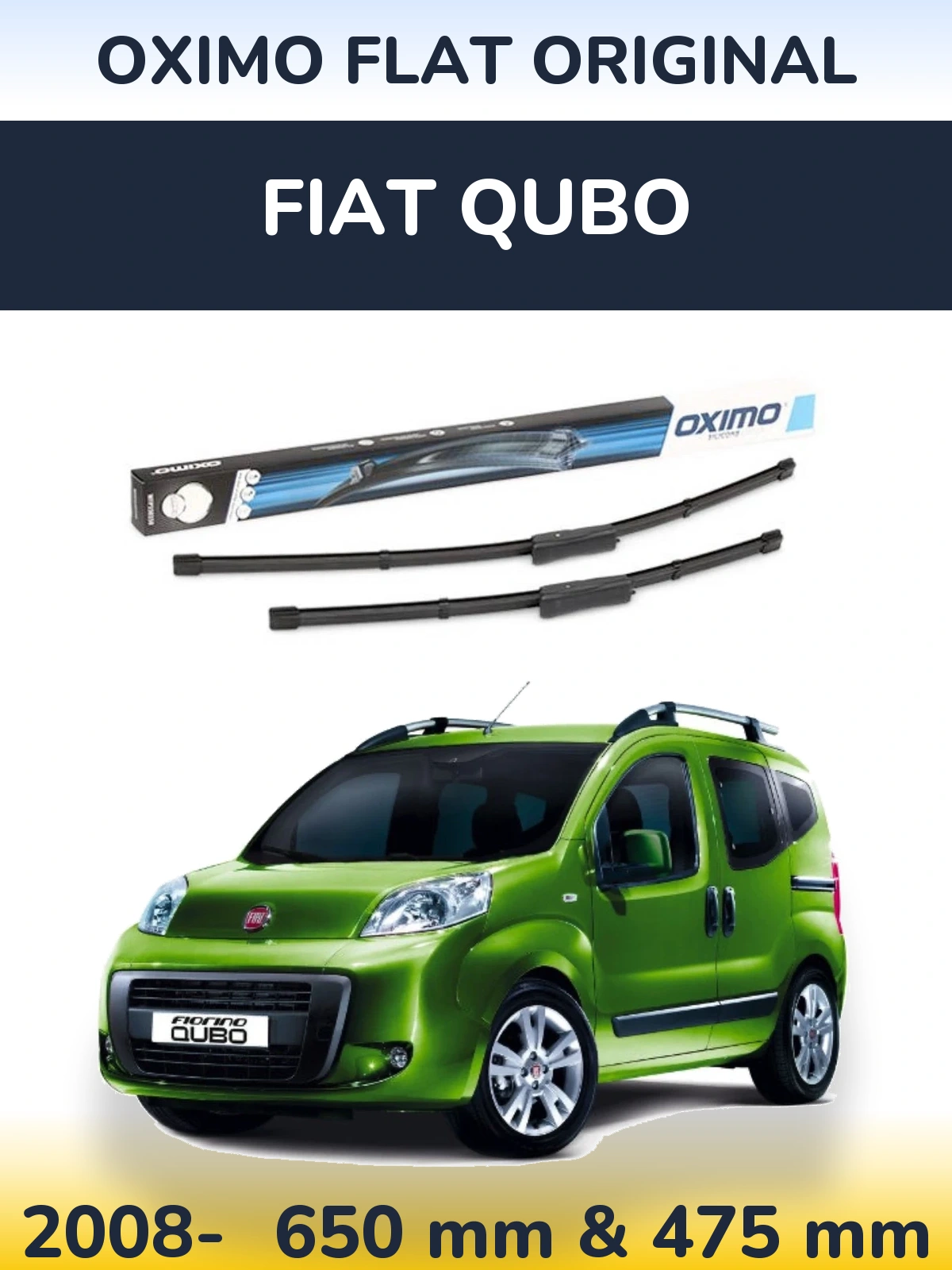 Sada předních stěračů Oximo Flat Original 650 a 475 mm pro Fiat Qubo 2008-2026