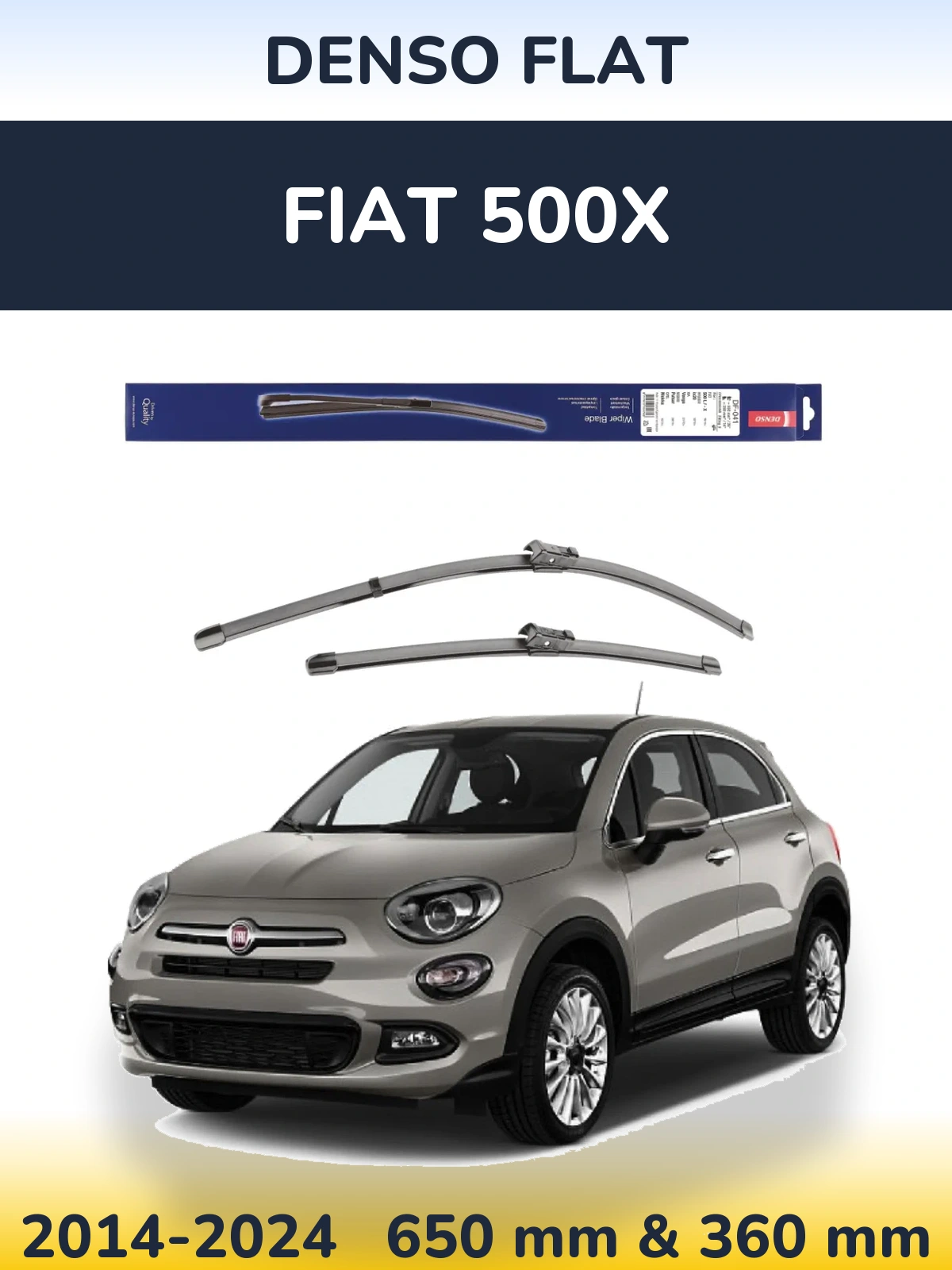 Sada předních stěračů Denso Flat 650 a 360 mm pro Fiat 500X 2014-2024