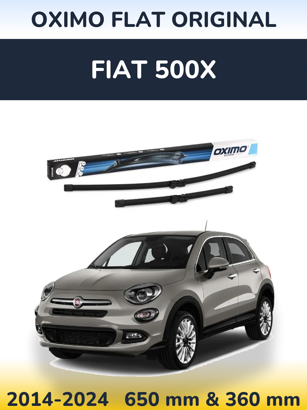 Sada předních stěračů Oximo Flat Original 650 a 350 mm pro Fiat 500X 2014-2024