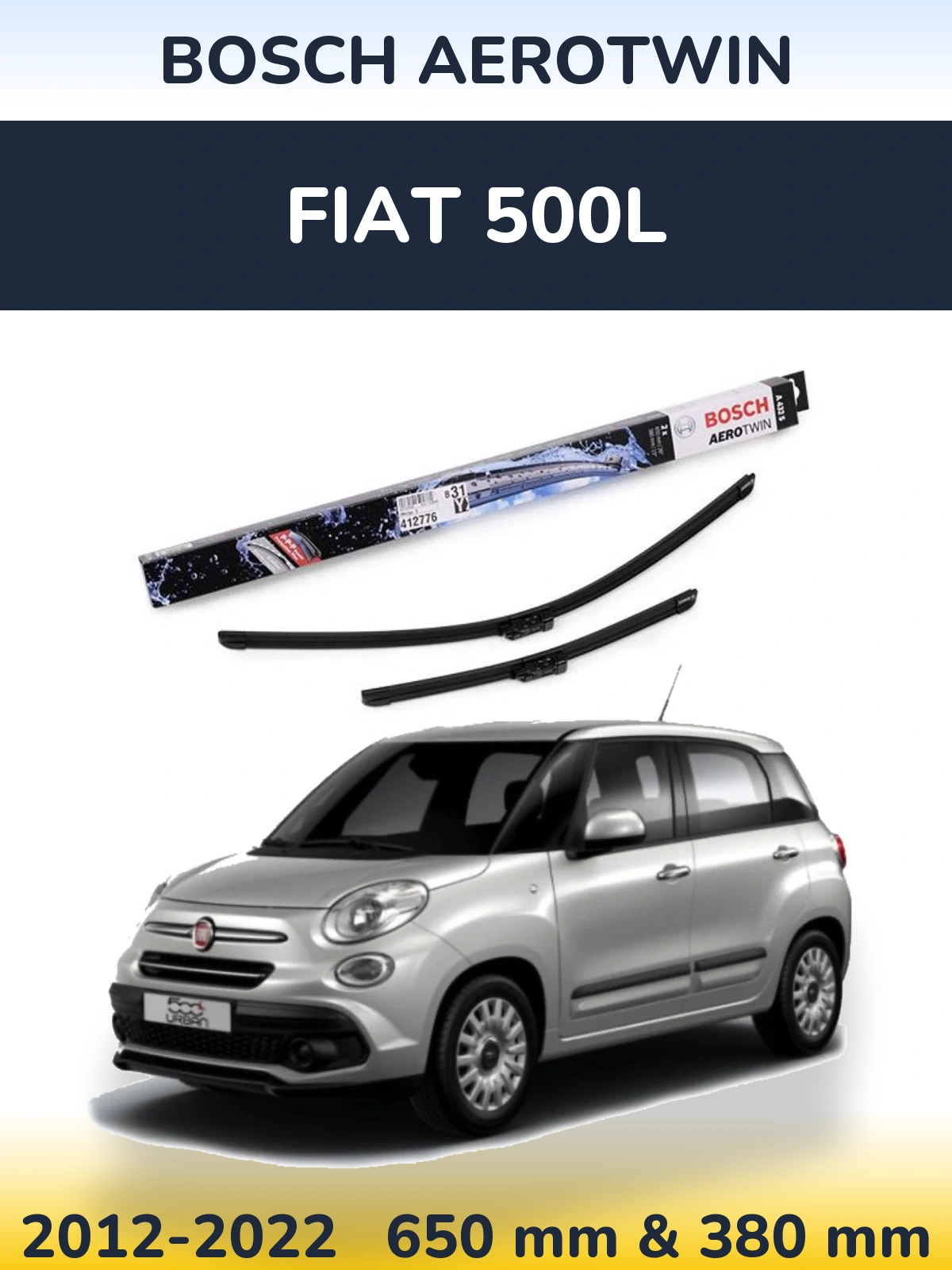 Sada předních stěračů BOSCH AeroTwin 650 a 380 mm pro Fiat 500L 2012-2022