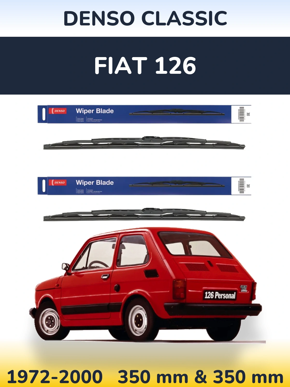 Sada předních stěračů Denso Classic 350 a 350 mm pro Fiat 126 1972-2000