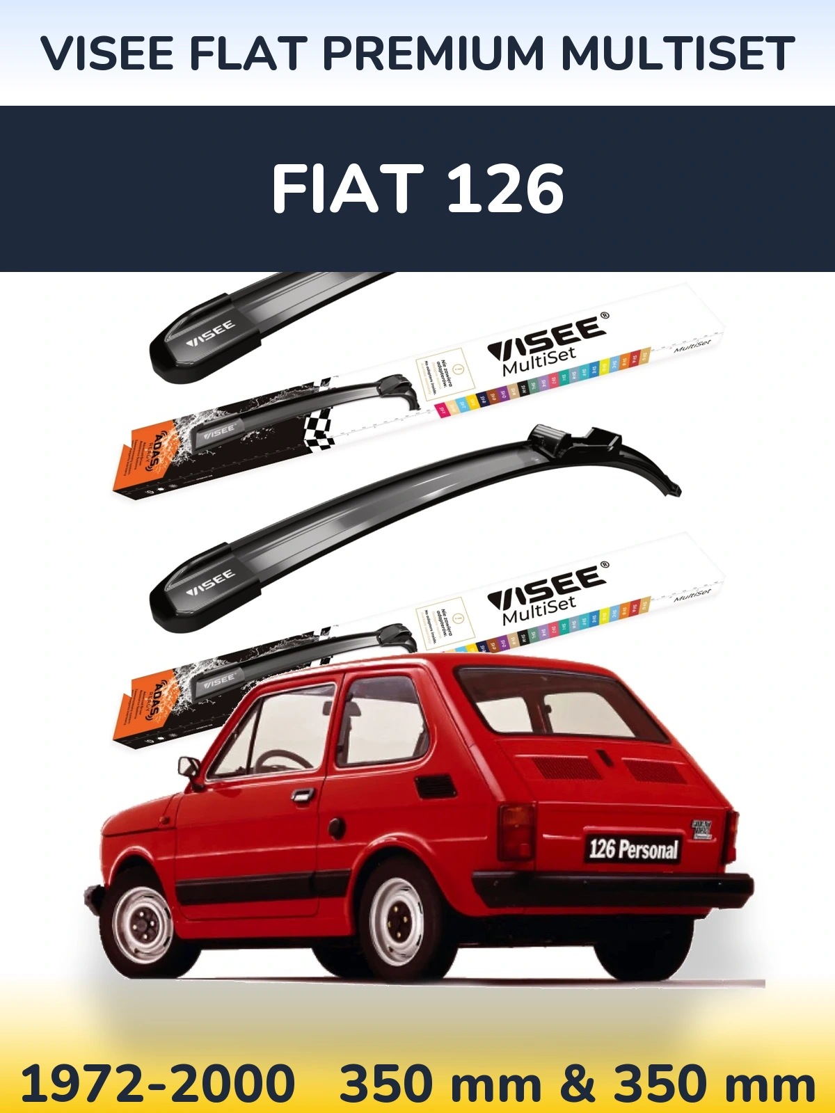 Sada předních stěračů VISEE FLAT PREMIUM MultiSet 350 a 350 mm pro Fiat 126 1972-2000