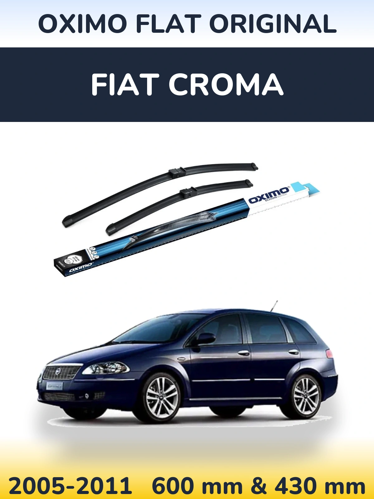 Sada předních stěračů Oximo Flat Original 600 a 430 mm pro Fiat Croma 2005-2011