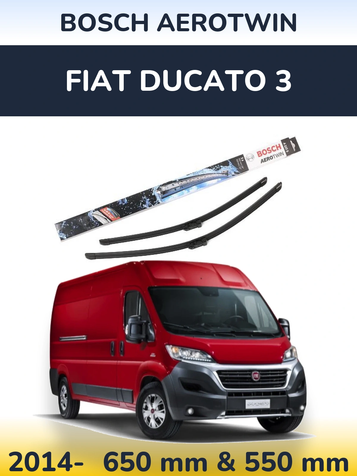 Комплект передніх щіток BOSCH AeroTwin 650 & 550 мм для Fiat Ducato 3 2014-2026