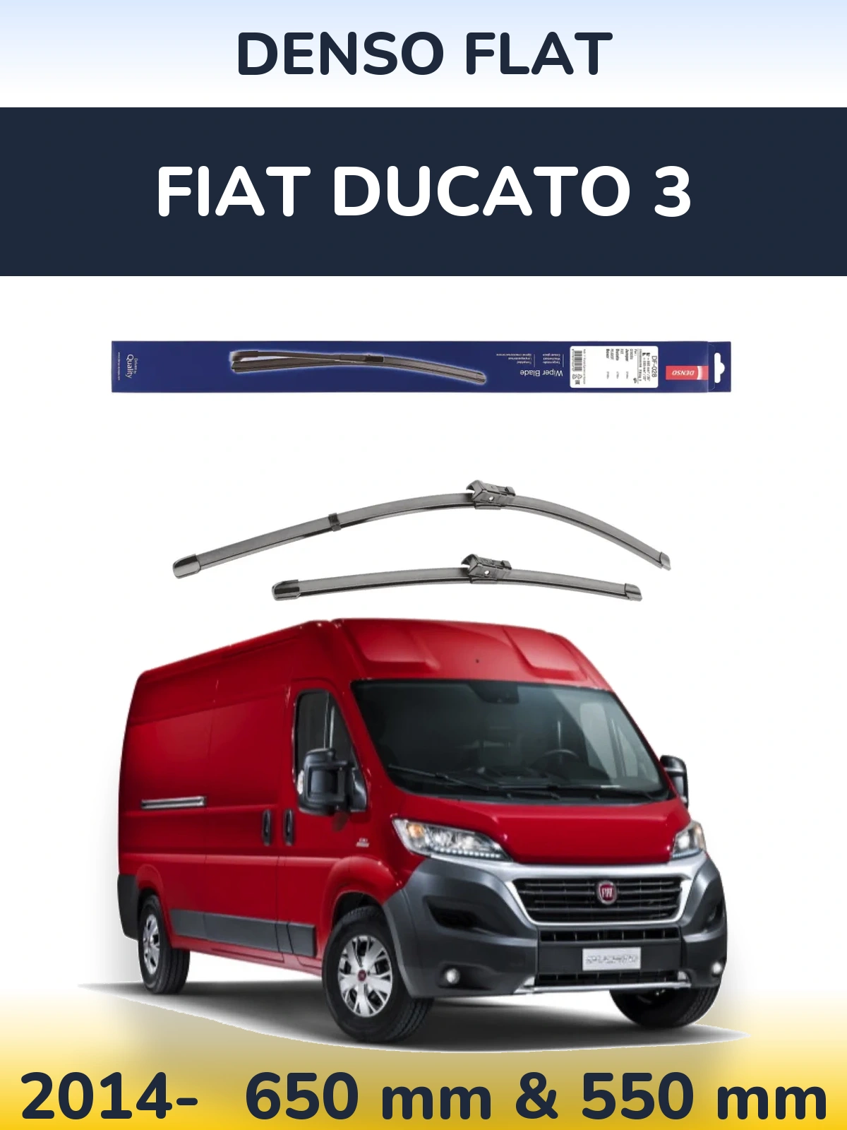 Sada předních stěračů Denso Flat 650 a 550 mm pro Fiat Ducato 3 2014-2026