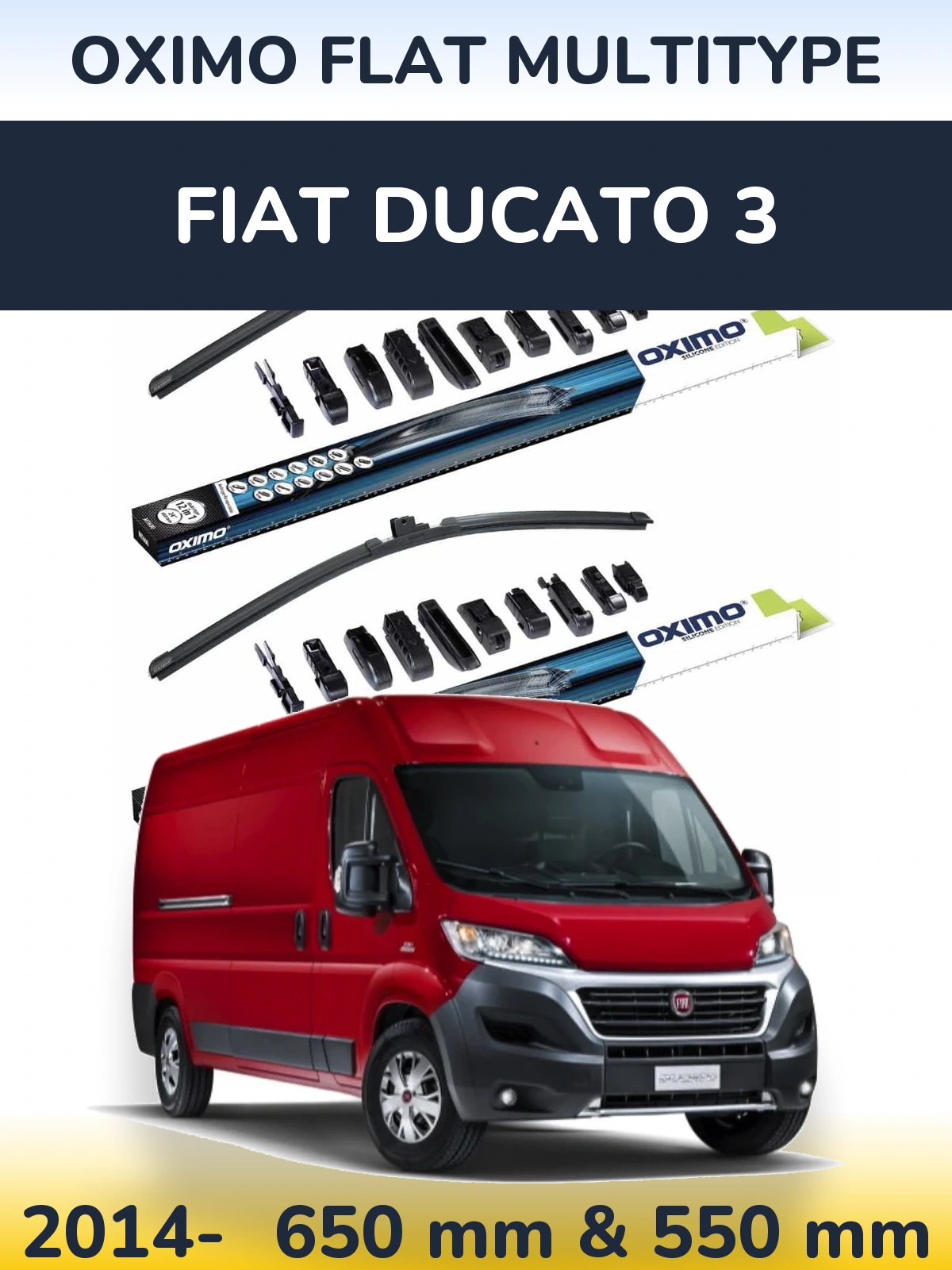 Sada předních stěračů Oximo Flat MultiType 650 a 550 mm pro Fiat Ducato 3 2014-2026