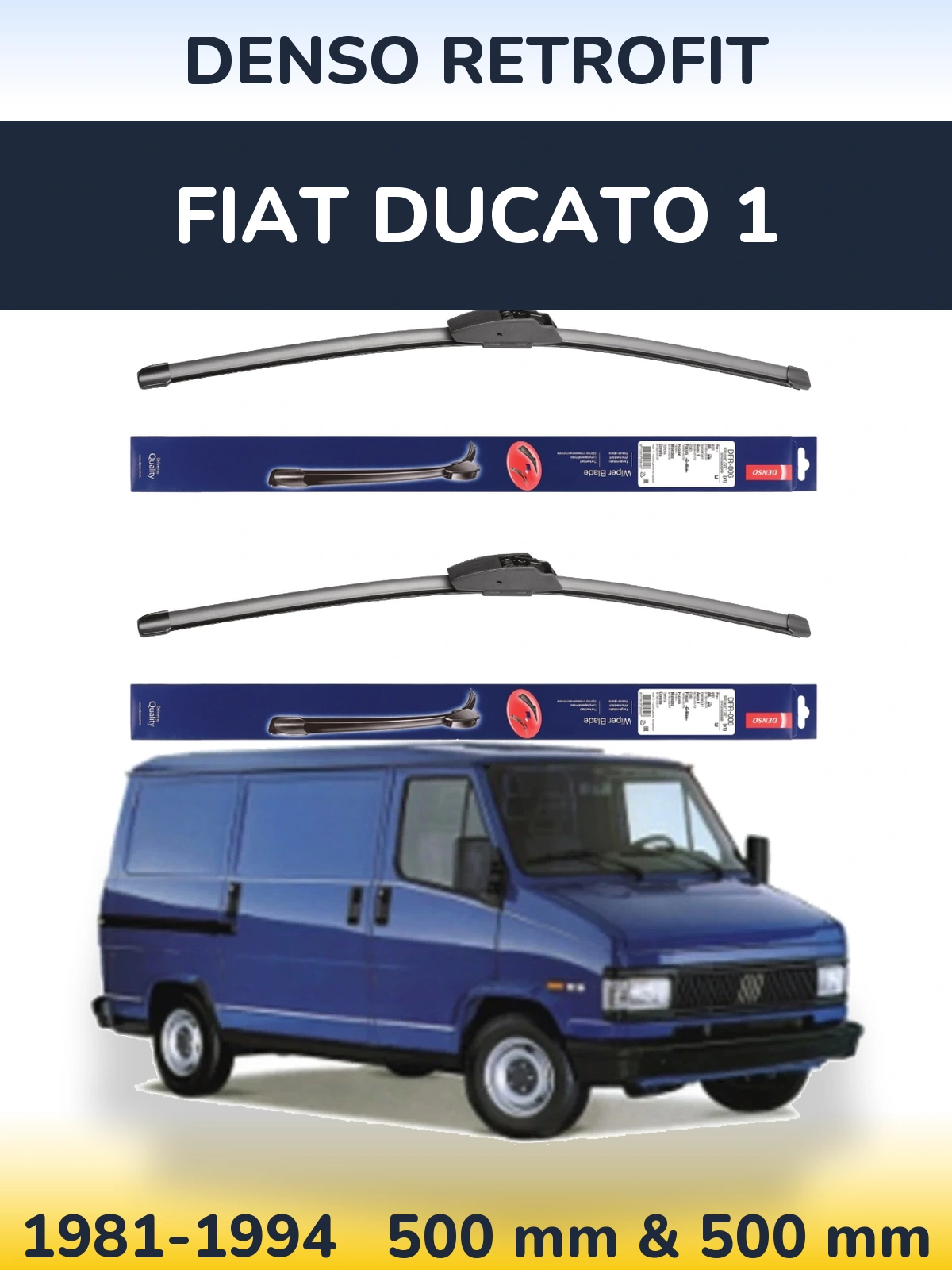 Sada předních stěračů Denso Retrofit 500 a 500 mm pro Fiat Ducato 1 1981-1994