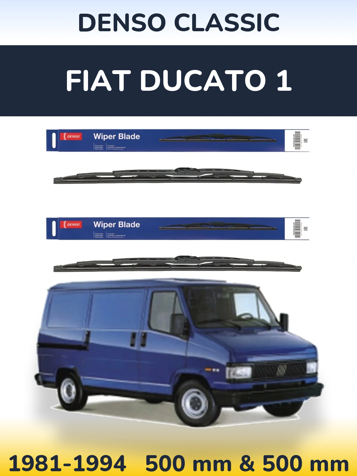 Sada předních stěračů Denso Classic 500 a 500 mm pro Fiat Ducato 1 1981-1994