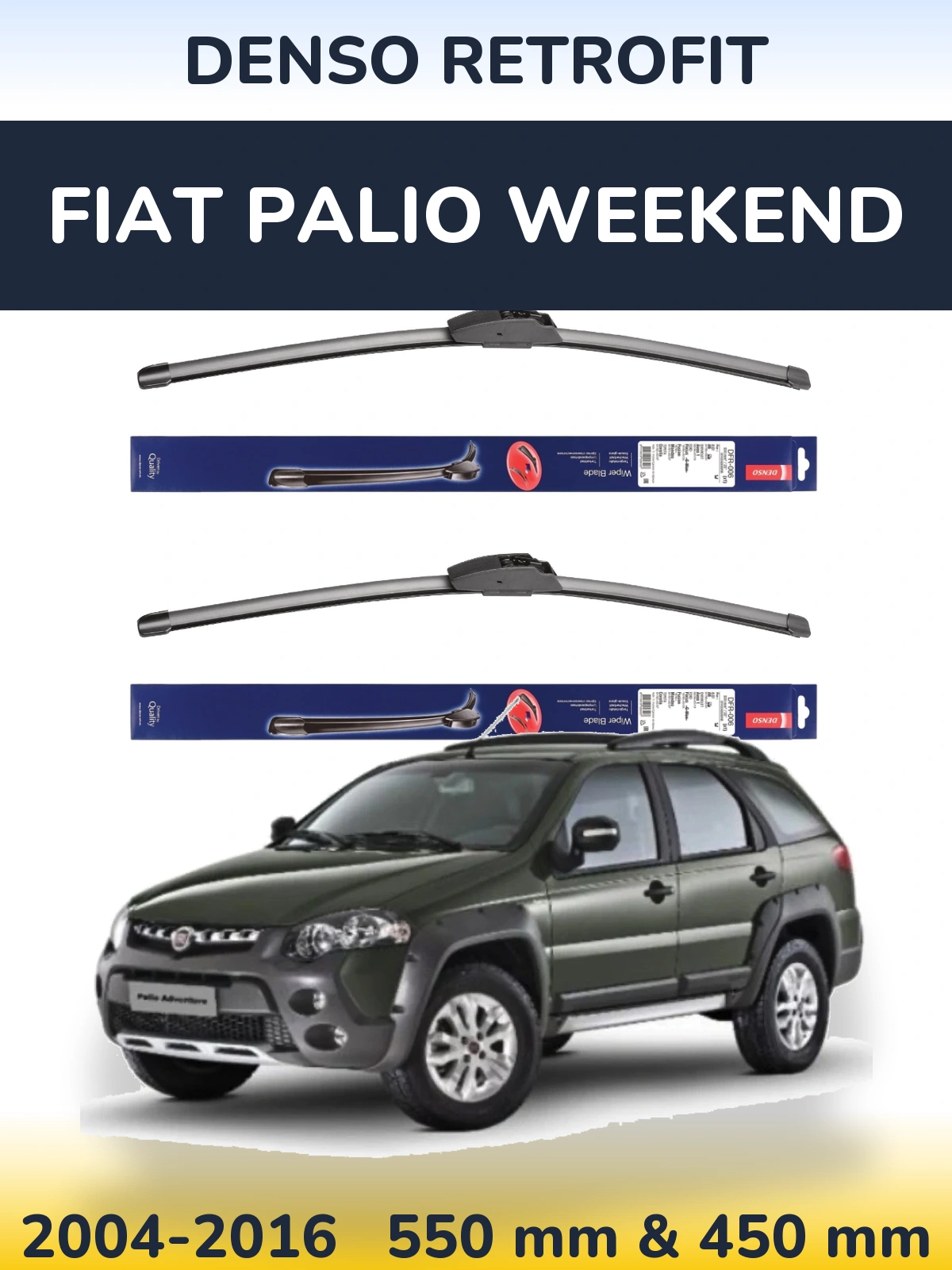 Комплект передніх щіток Denso Retrofit 550 & 450 мм для Fiat Palio Weekend 2004-2016