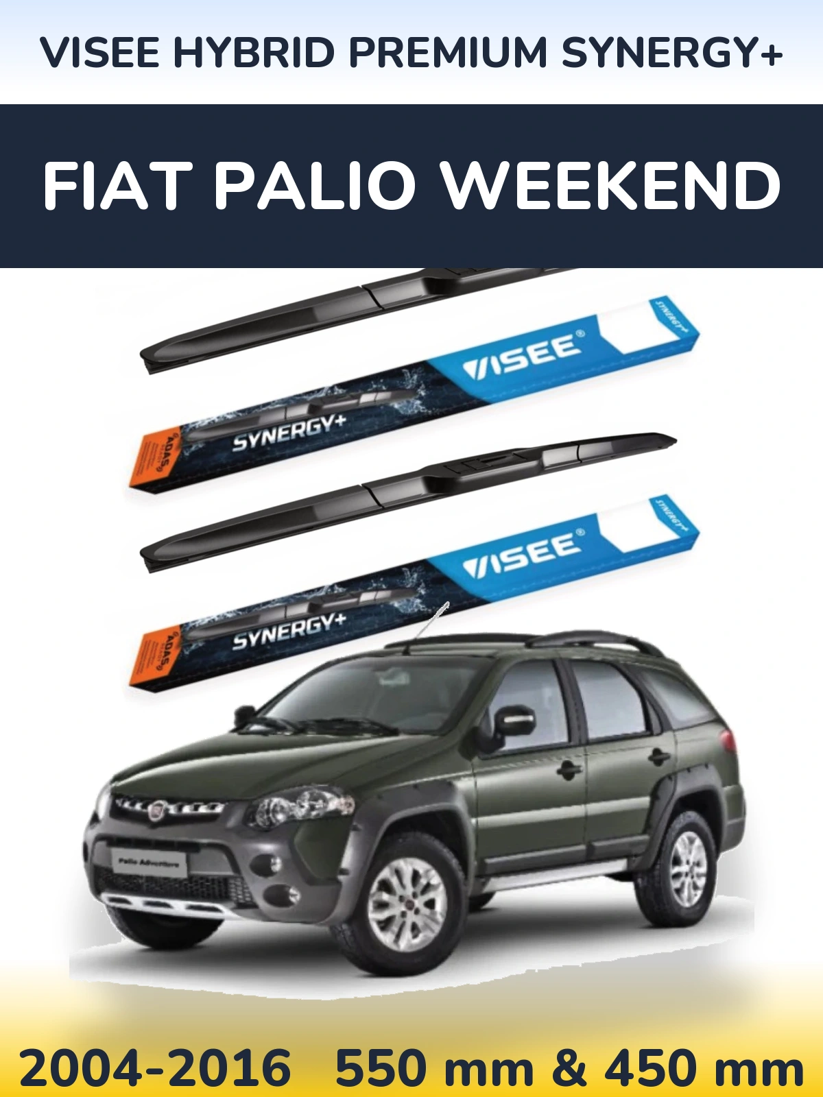 Комплект передніх щіток VISEE HYBRID PREMIUM SYNERGY+ 550 & 450 мм для Fiat Palio Weekend 2004-2016