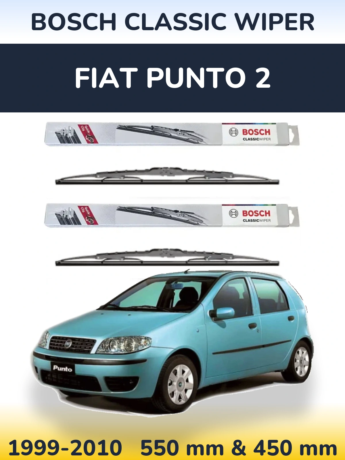 Sada předních stěračů BOSCH Classic Wiper 550 a 450 mm pro Fiat Punto 2 1999-2010