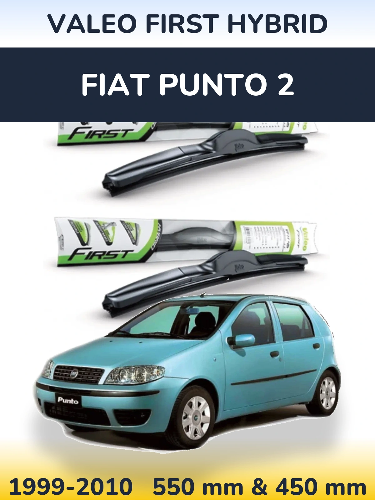 Sada předních stěračů Valeo First Hybrid 550 a 450 mm pro Fiat Punto 2 1999-2010