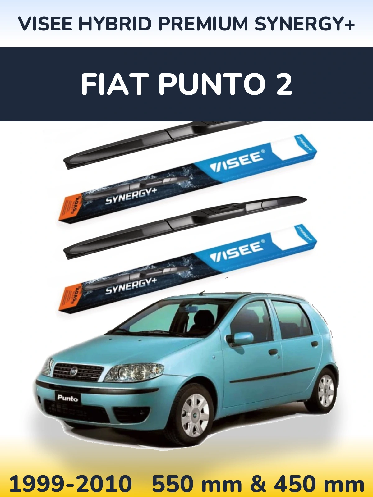Комплект передніх щіток VISEE HYBRID PREMIUM SYNERGY+ 550 & 450 мм для Fiat Punto 2 1999-2010