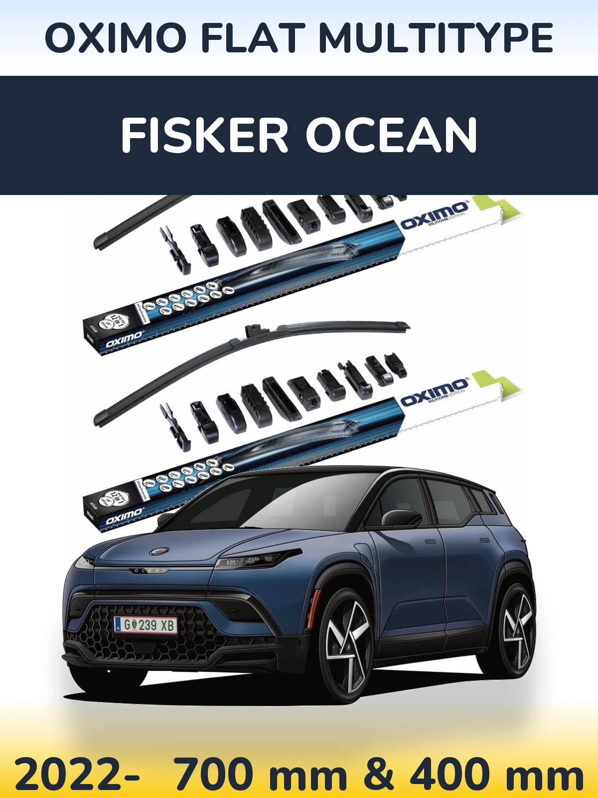Sada předních stěračů Oximo Flat MultiType 700 a 400 mm pro Fisker Ocean 2022-2026
