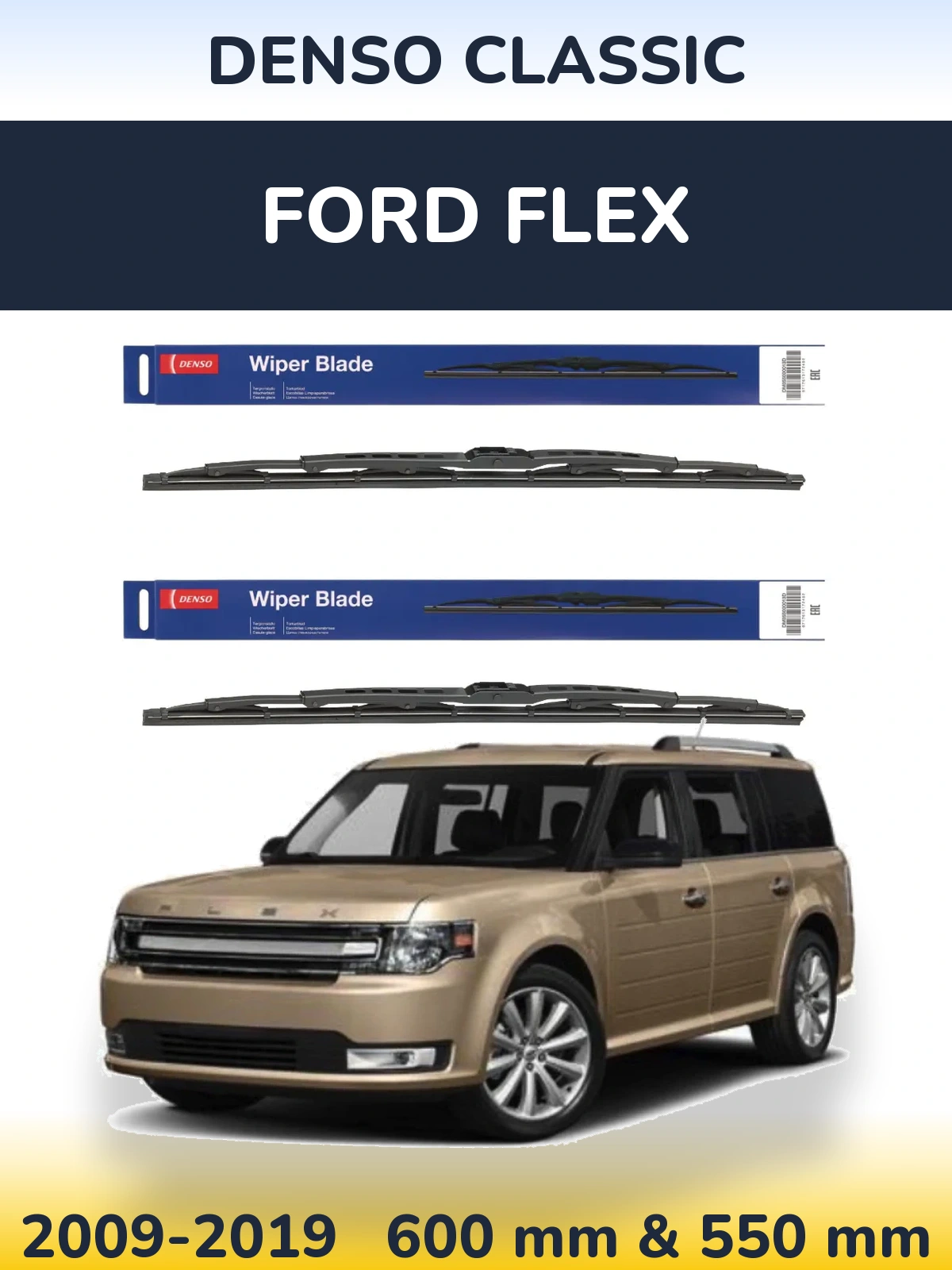 Sada předních stěračů Denso Classic 600 a 550 mm pro Ford Flex 2009-2019