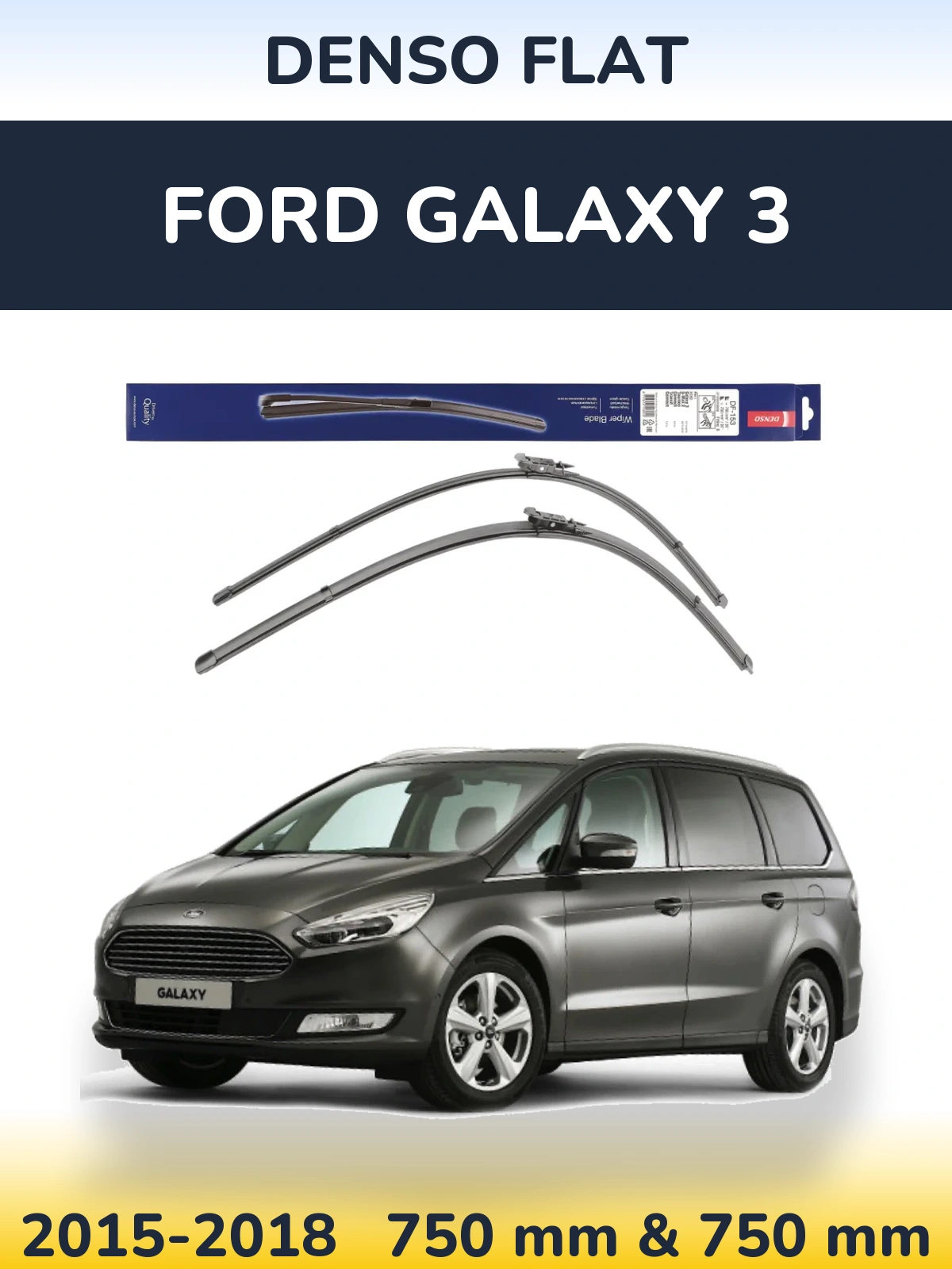 Sada předních stěračů Denso Flat 750 a 750 mm pro Ford Galaxy 3 2015-2018