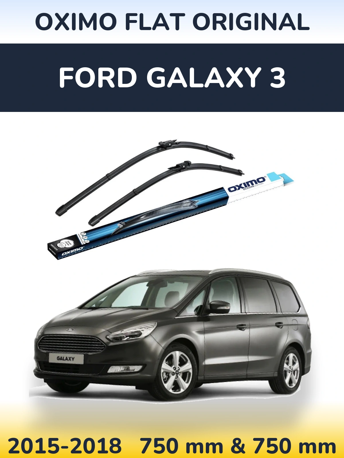 Sada předních stěračů Oximo Flat Original 750 a 750 mm pro Ford Galaxy 3 2015-2018