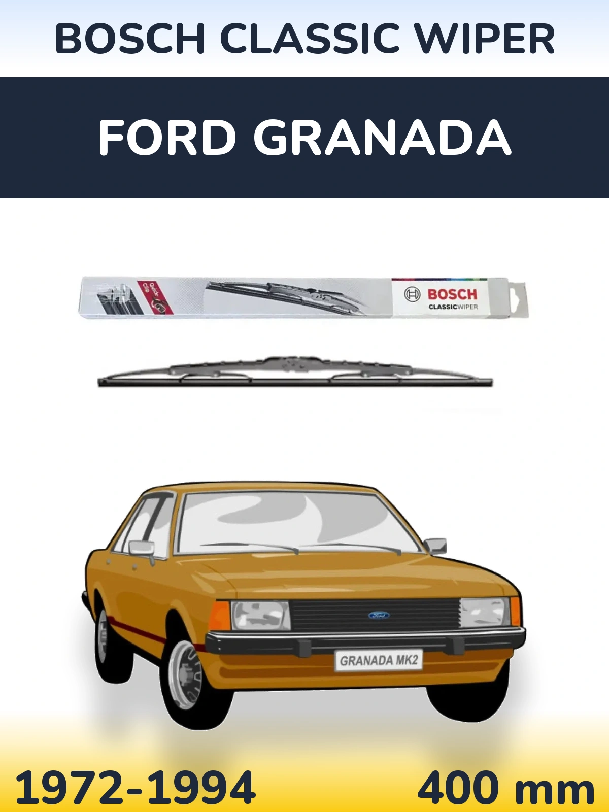 Zadní stěrač BOSCH Classic Wiper 400 mm pro Ford Granada 1972-1994