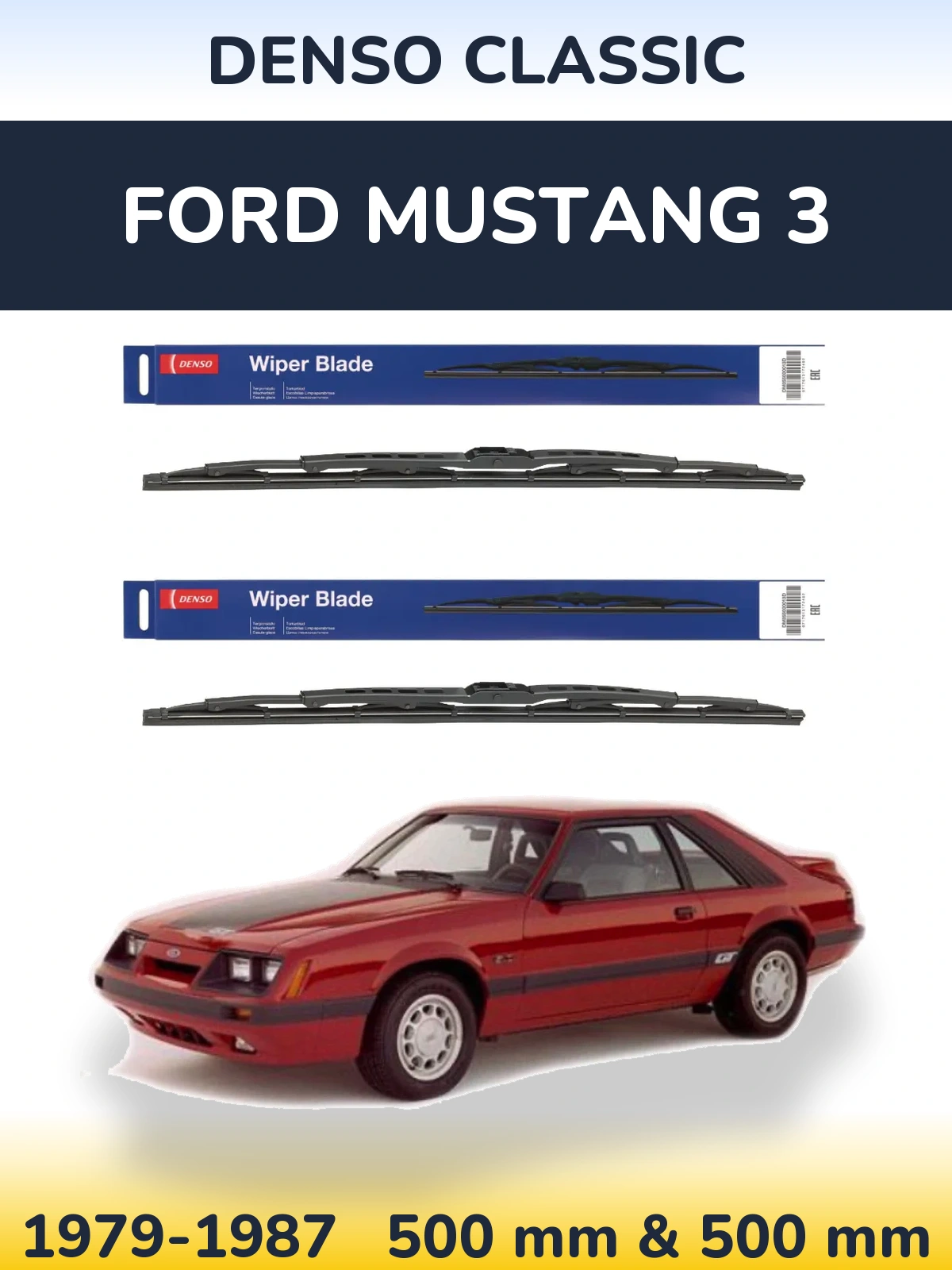 Sada předních stěračů Denso Classic 500 a 500 mm pro Ford Mustang 3 1979-1987