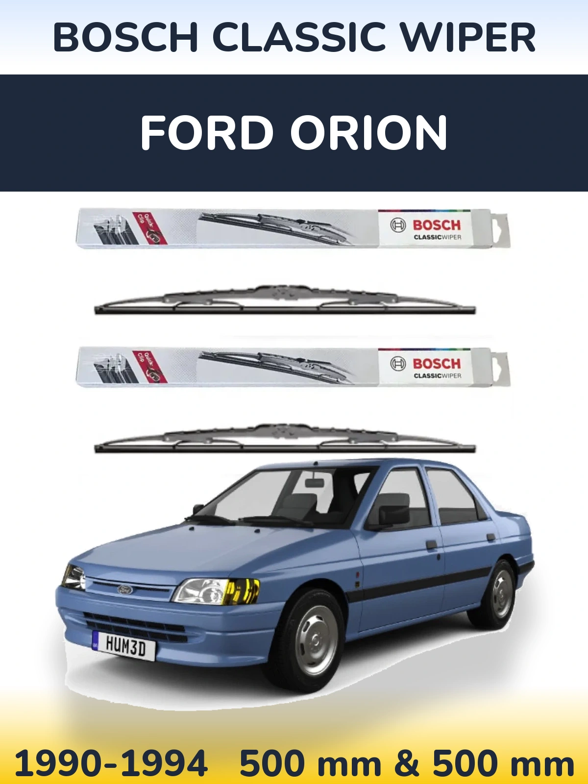 Sada předních stěračů BOSCH Classic Wiper 500 a 500 mm pro Ford Orion 1990-1994