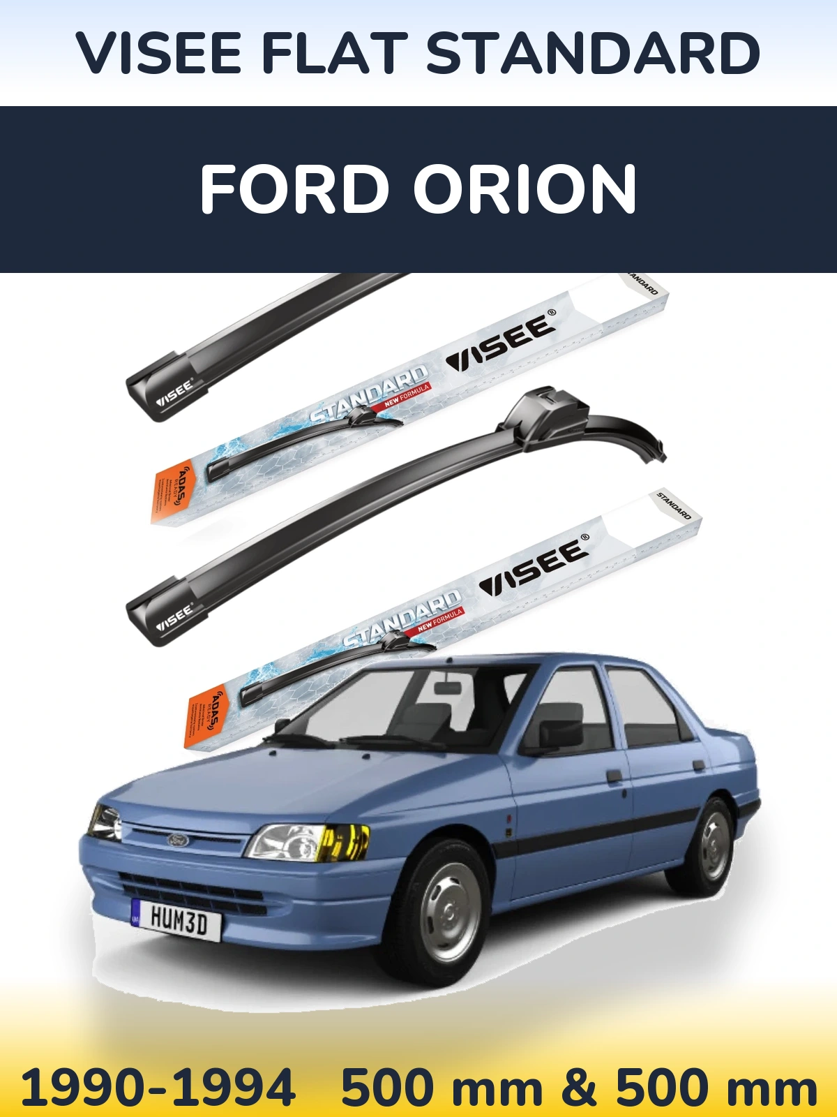 Sada předních stěračů VISEE FLAT STANDARD 500 a 500 mm pro Ford Orion 1990-1994