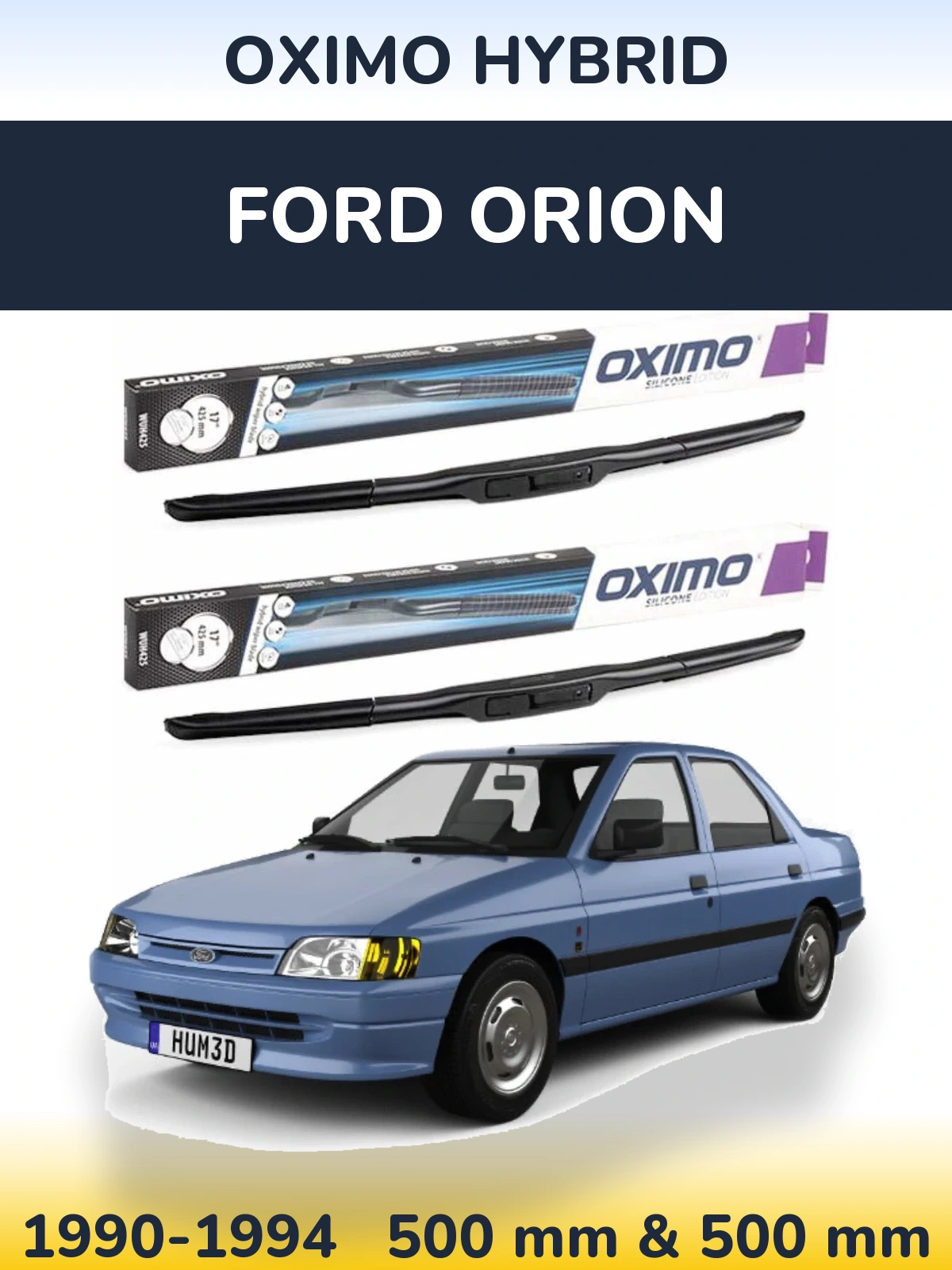 Комплект передніх щіток Oximo Hybrid 500 & 500 мм для Ford Orion 1990-1994