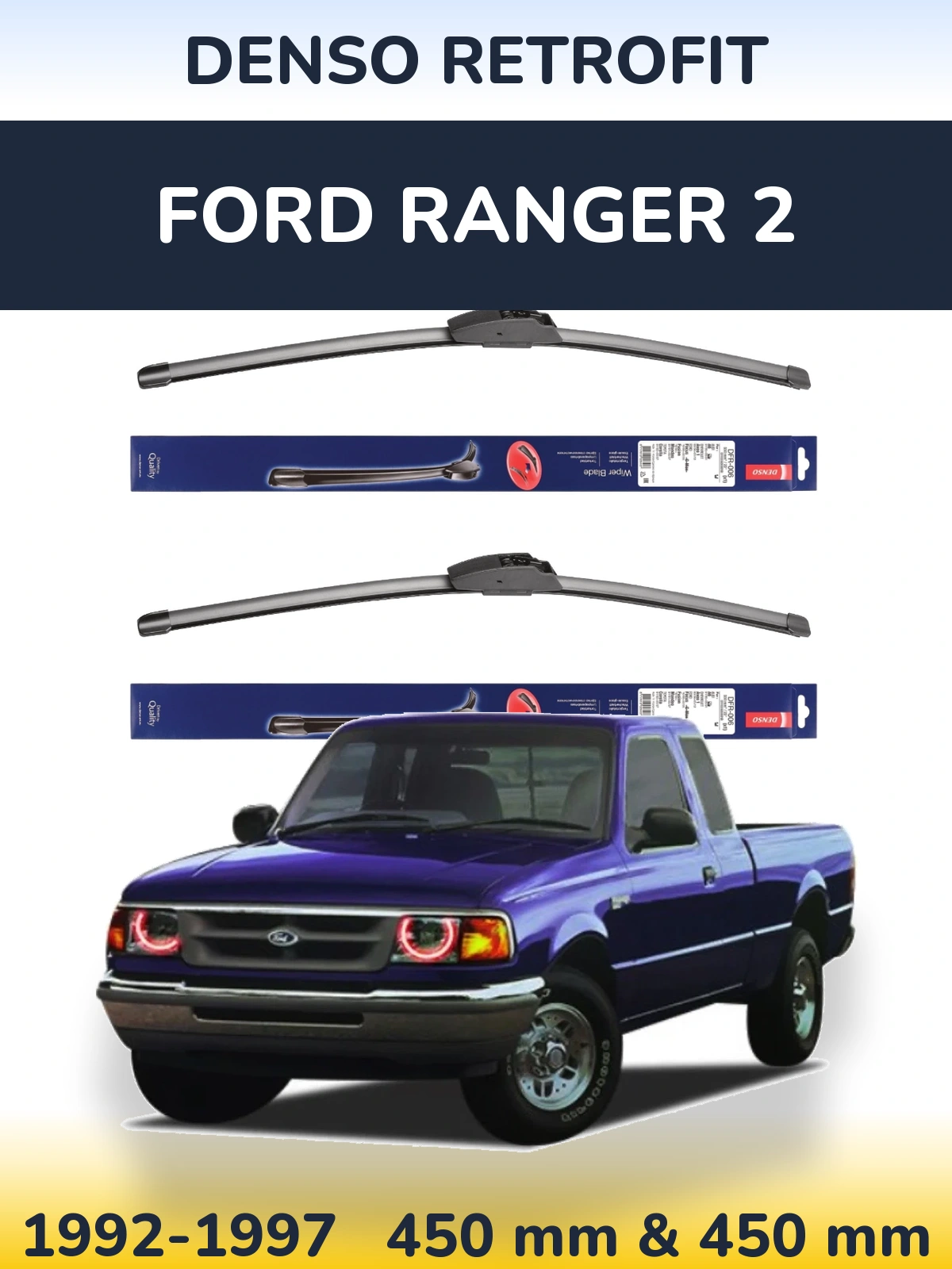 Sada předních stěračů Denso Retrofit 450 a 450 mm pro Ford Ranger 2 1992-1997