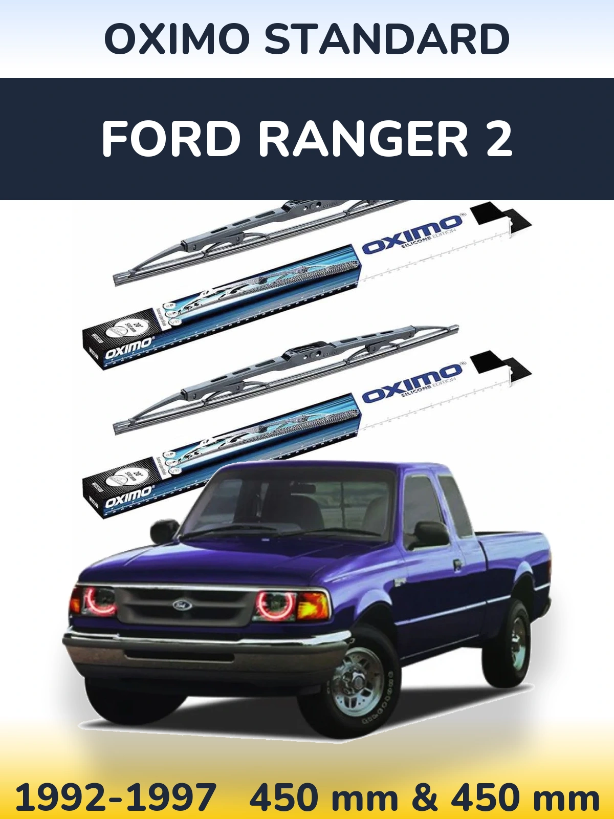 Sada předních stěračů Oximo Standard 450 a 450 mm pro Ford Ranger 2 1992-1997