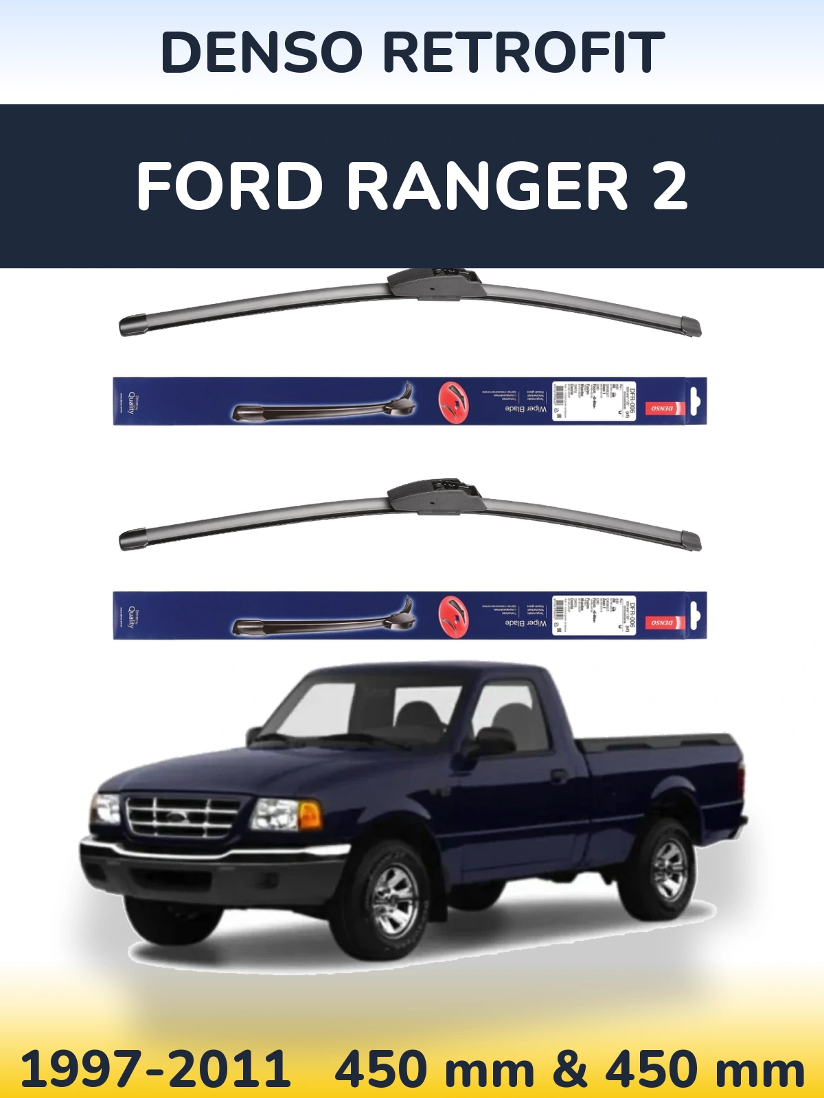 Sada předních stěračů Denso Retrofit 450 a 450 mm pro Ford Ranger 2 1997-2011