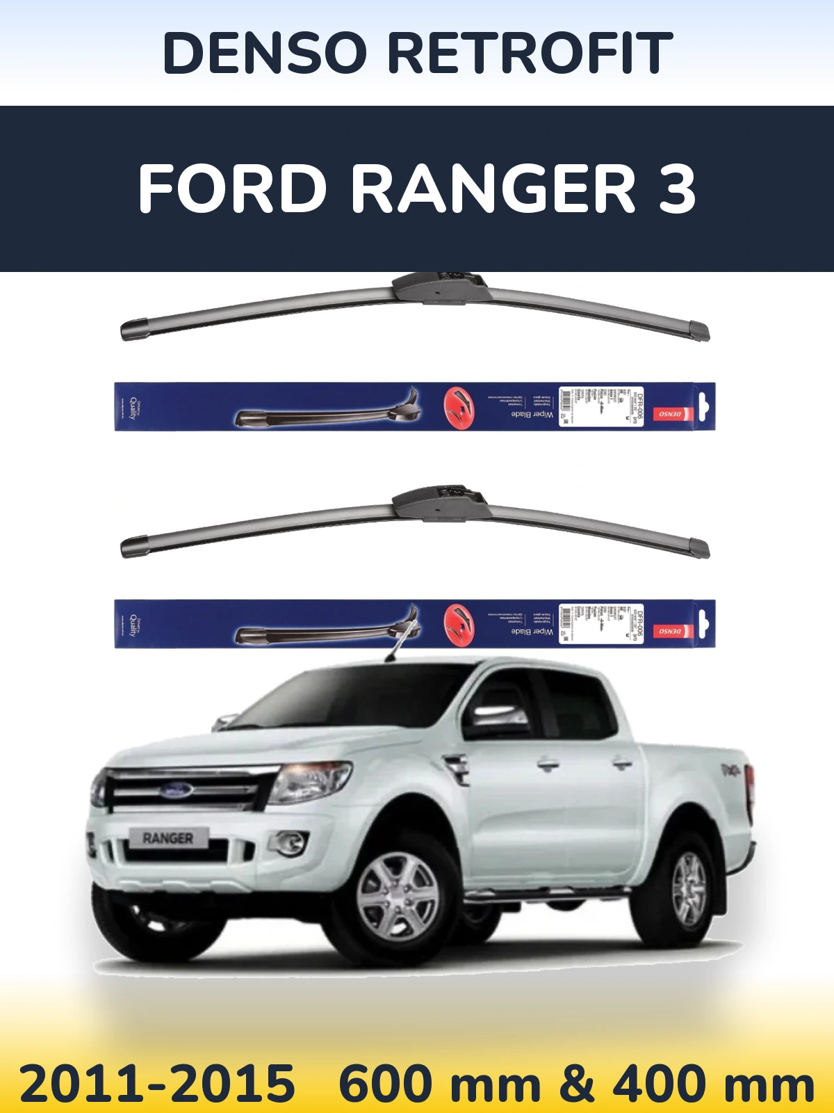 Sada předních stěračů Denso Retrofit 600 a 400 mm pro Ford Ranger 3 2011-2015