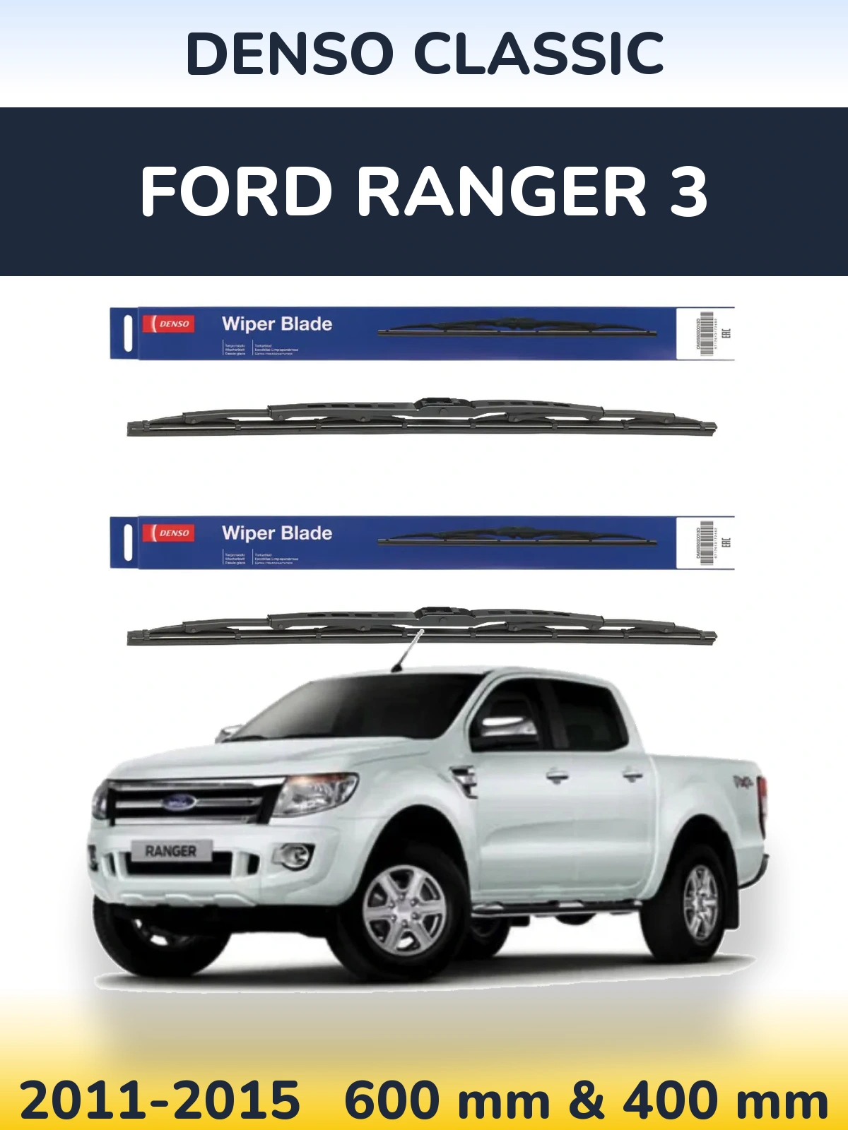 Sada předních stěračů Denso Classic 600 a 400 mm pro Ford Ranger 3 2011-2015