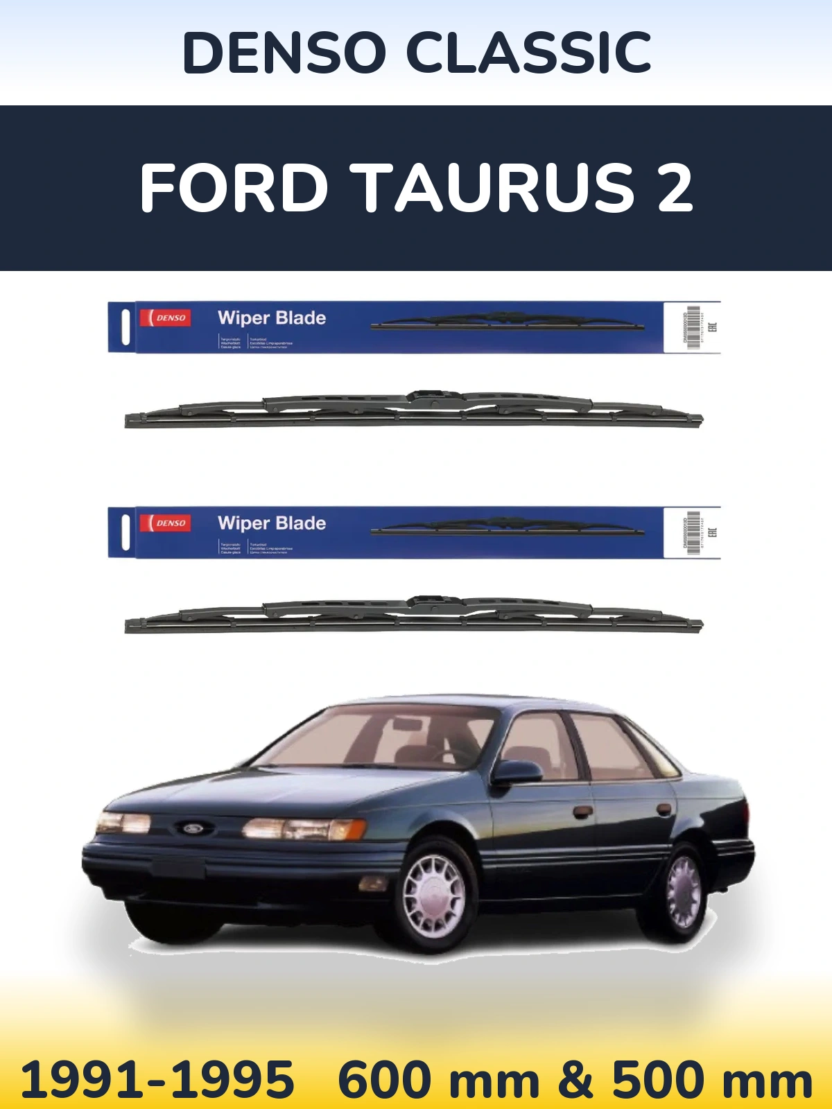Sada předních stěračů Denso Classic 600 a 500 mm pro Ford Taurus 2 1991-1995
